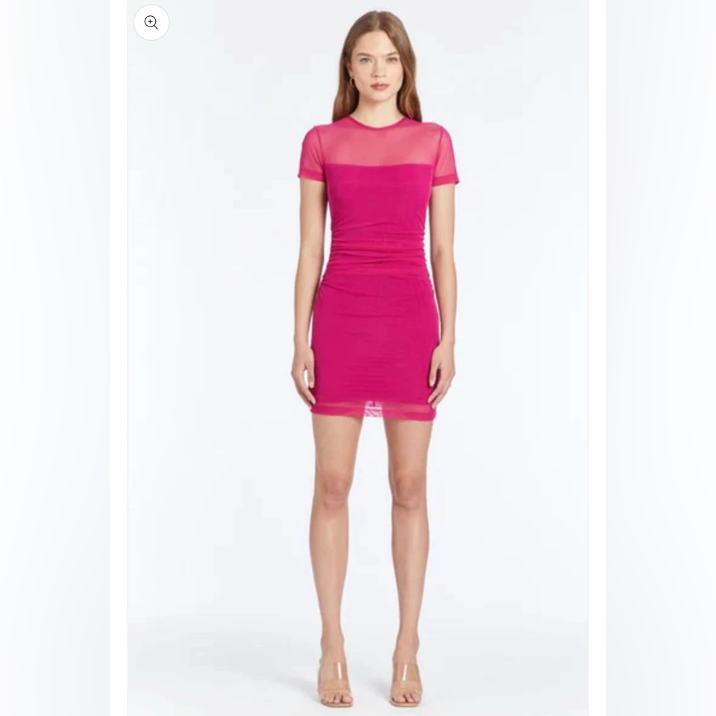 Amanda Uprichard Lyle Mini Dress Xsmall Bodycon Mesh Neckline Short Sleeve